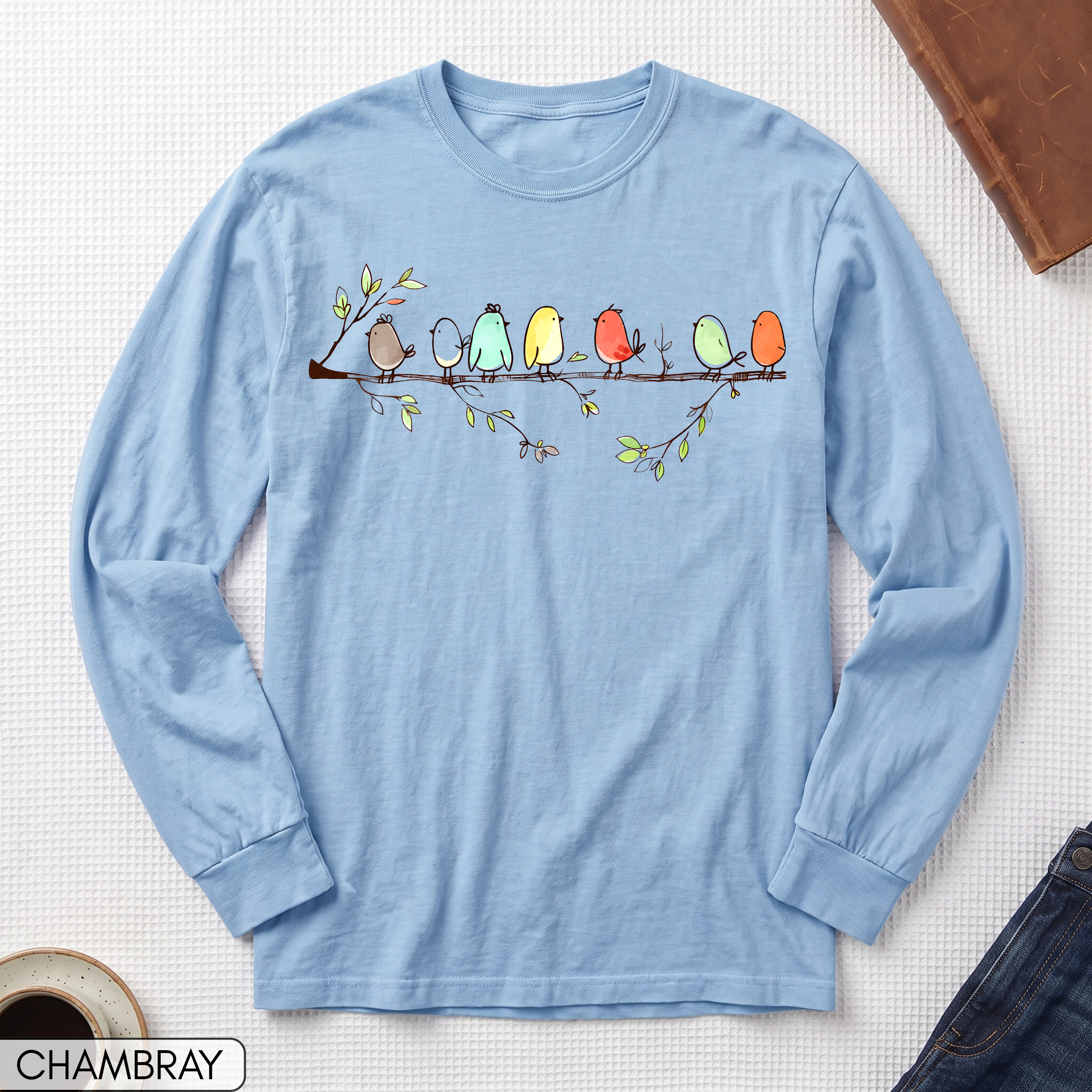 Cute Birds Long Sleeve Shirt