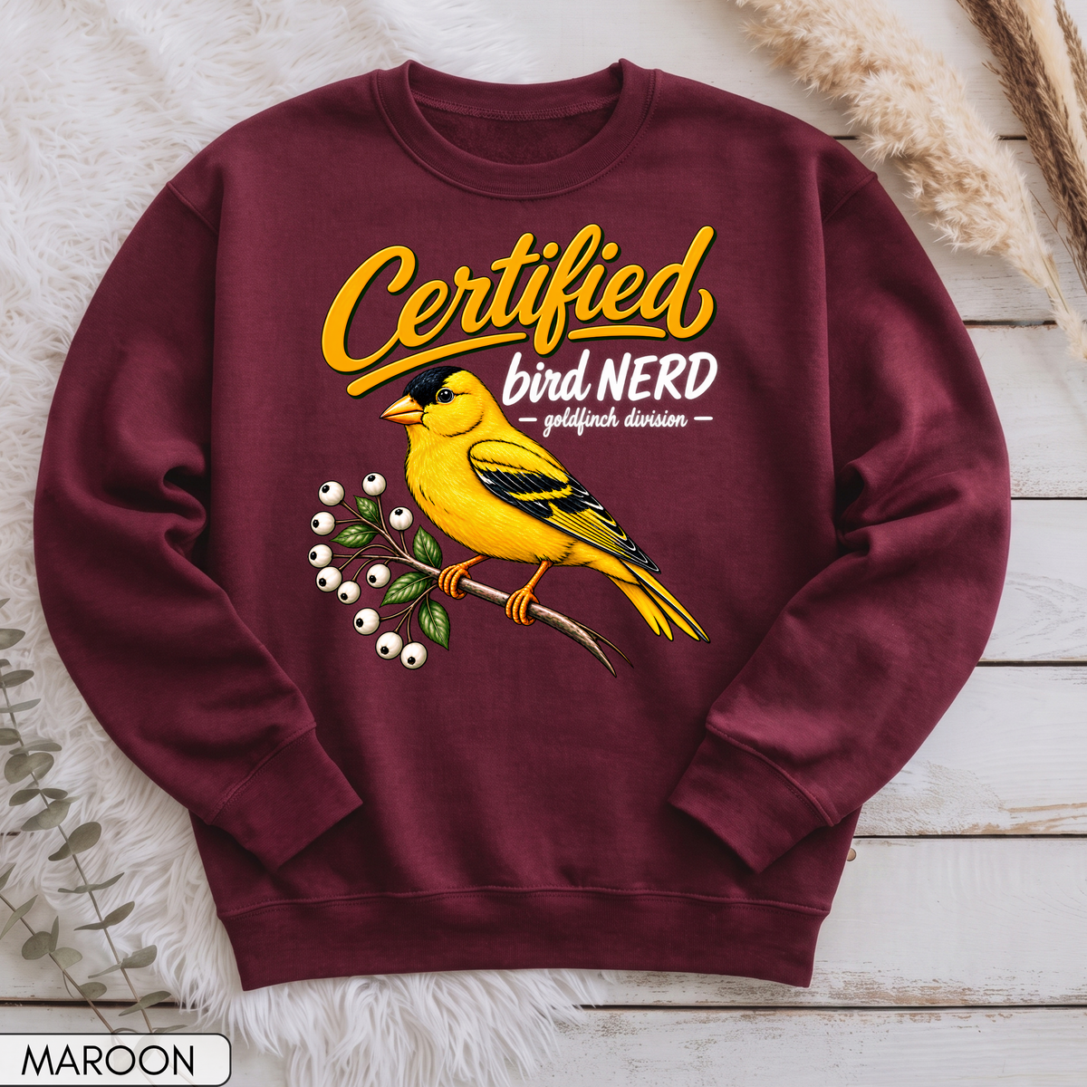 Certified Bird Nerd Goldfinch Unisex Sweatshirt