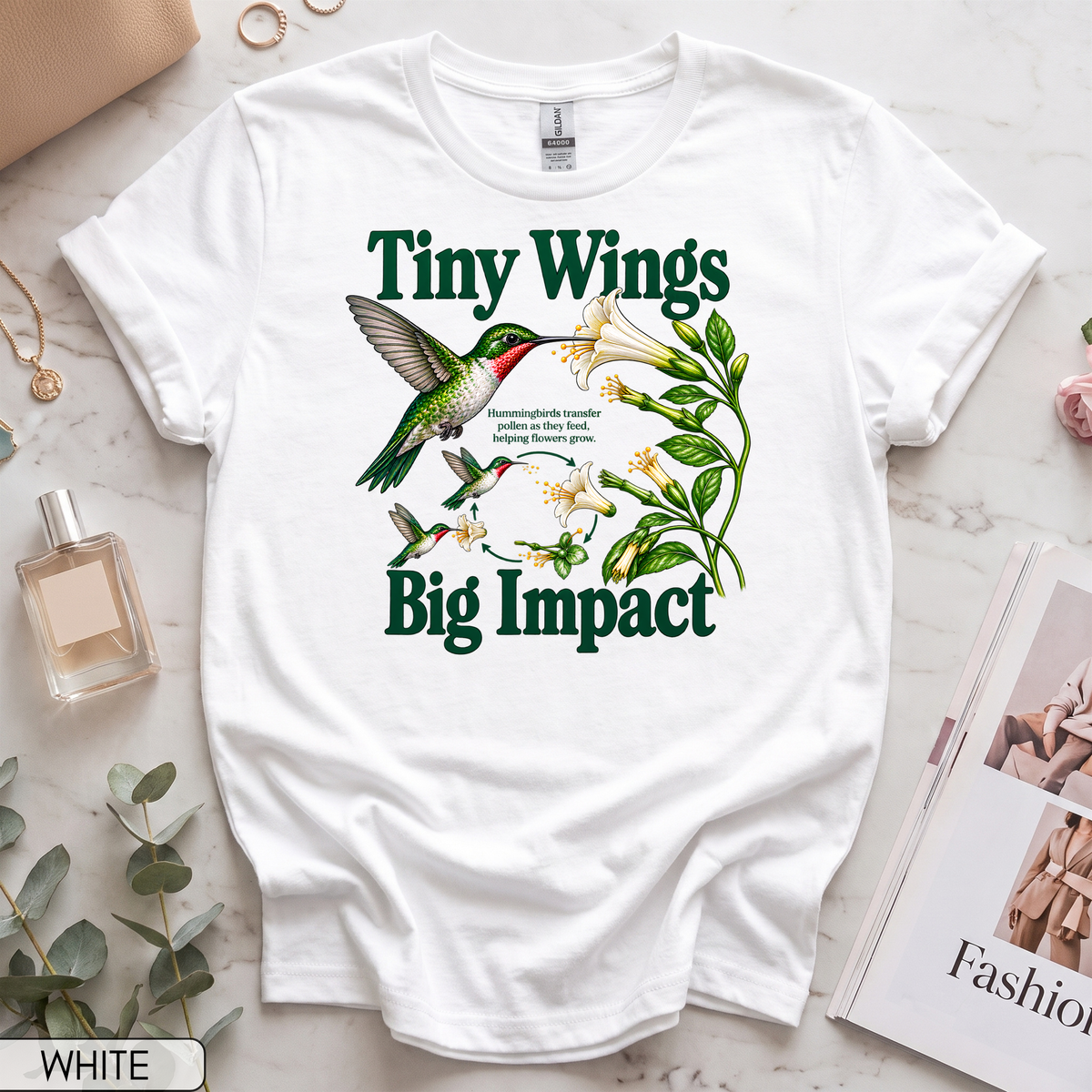 Tiny Wings Big Impact Hummingbird Women's Short Sleeve T-Shirt