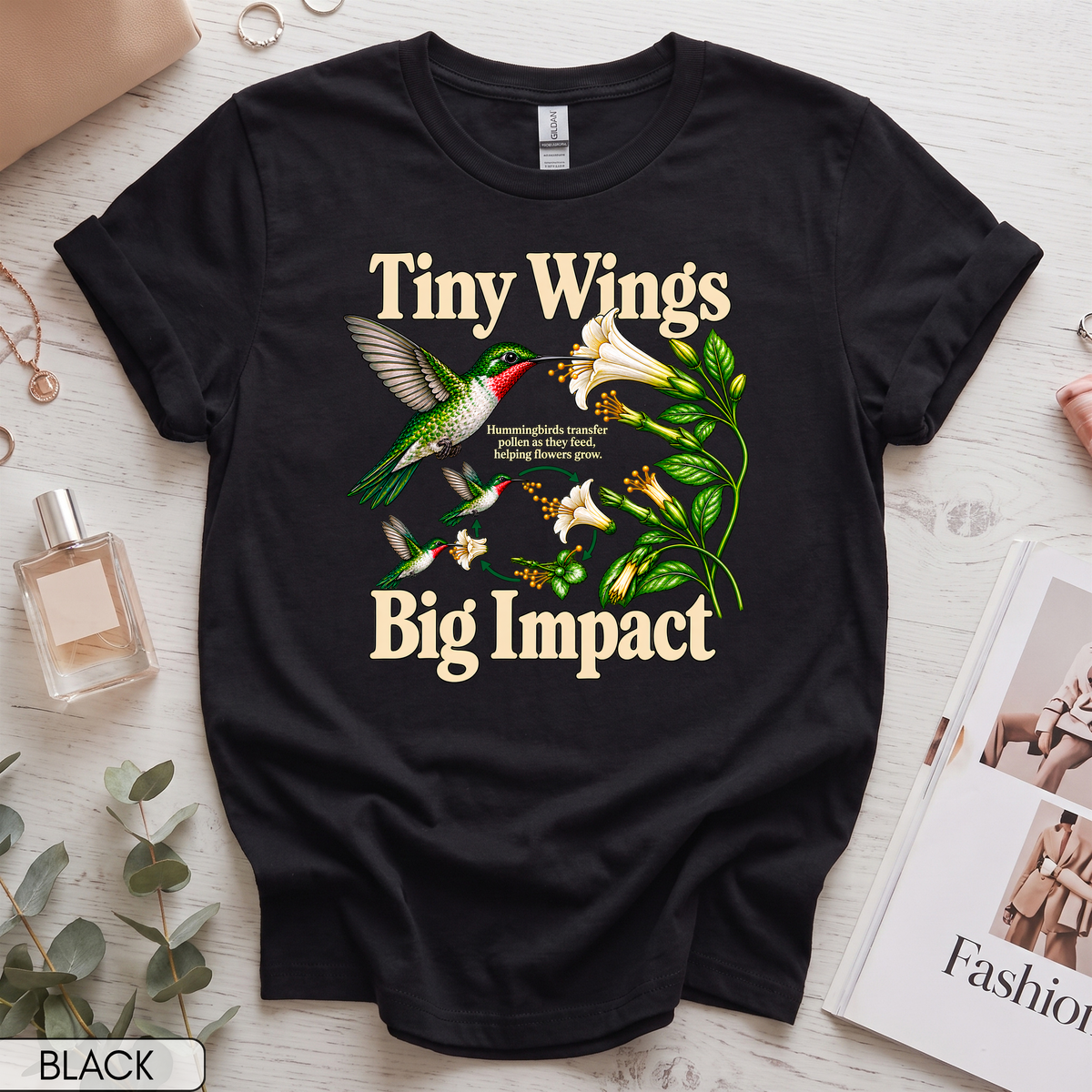 Tiny Wings Big Impact Hummingbird Women's Short Sleeve T-Shirt