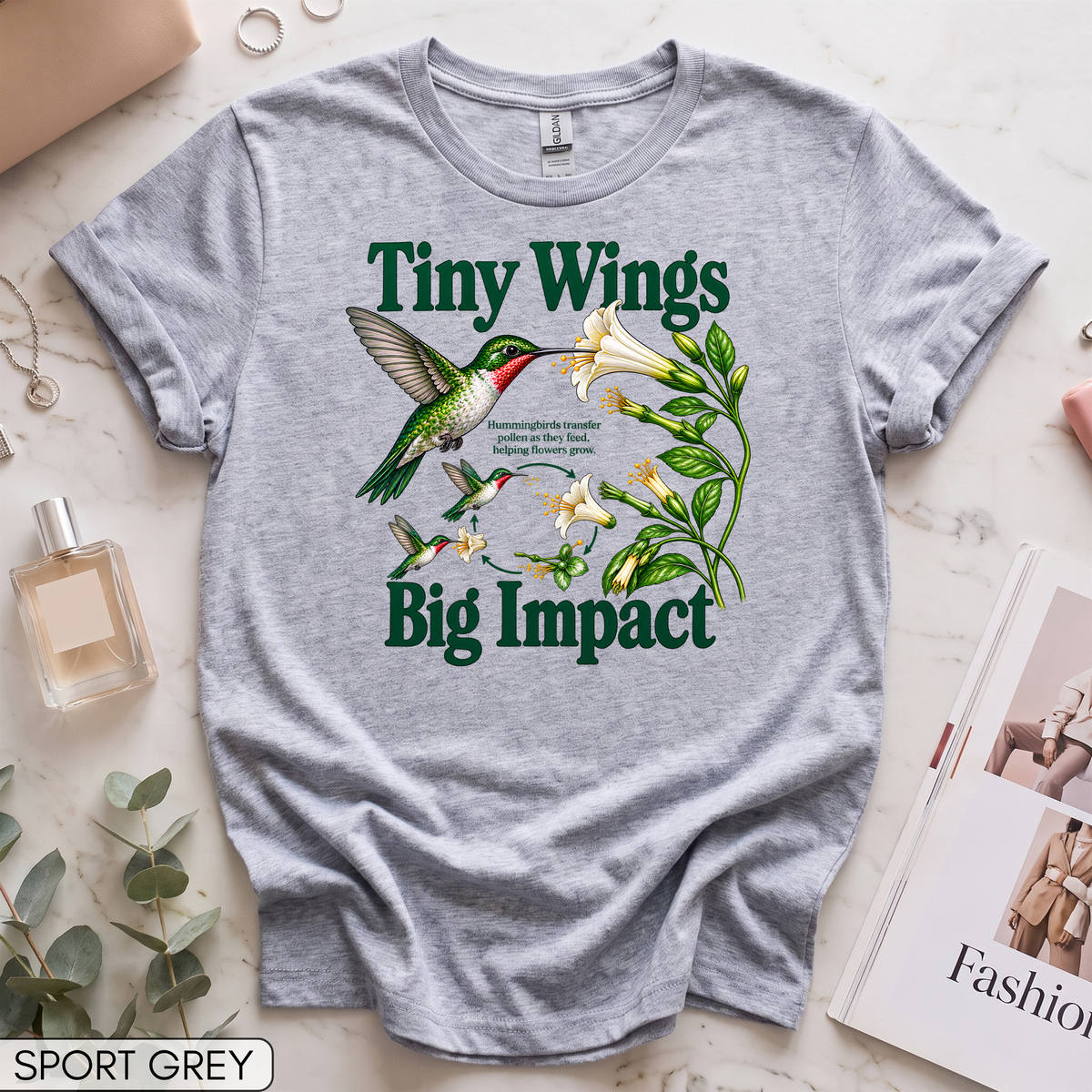 Tiny Wings Big Impact Hummingbird Women's Short Sleeve T-Shirt