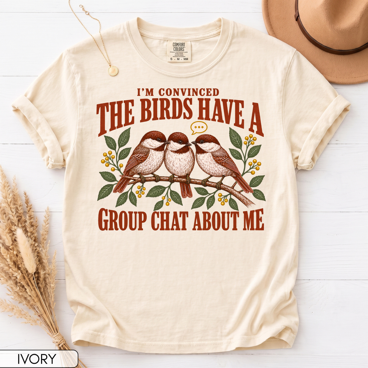 Birds Have a Group Chat About Me Unisex T-Shirt